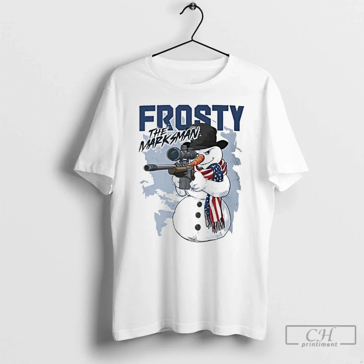 Classic Gun Snowman Frosty The Marksman - Adult & Kids T-Shirts, Sweatshirts & Hoodies apparel design preview 1