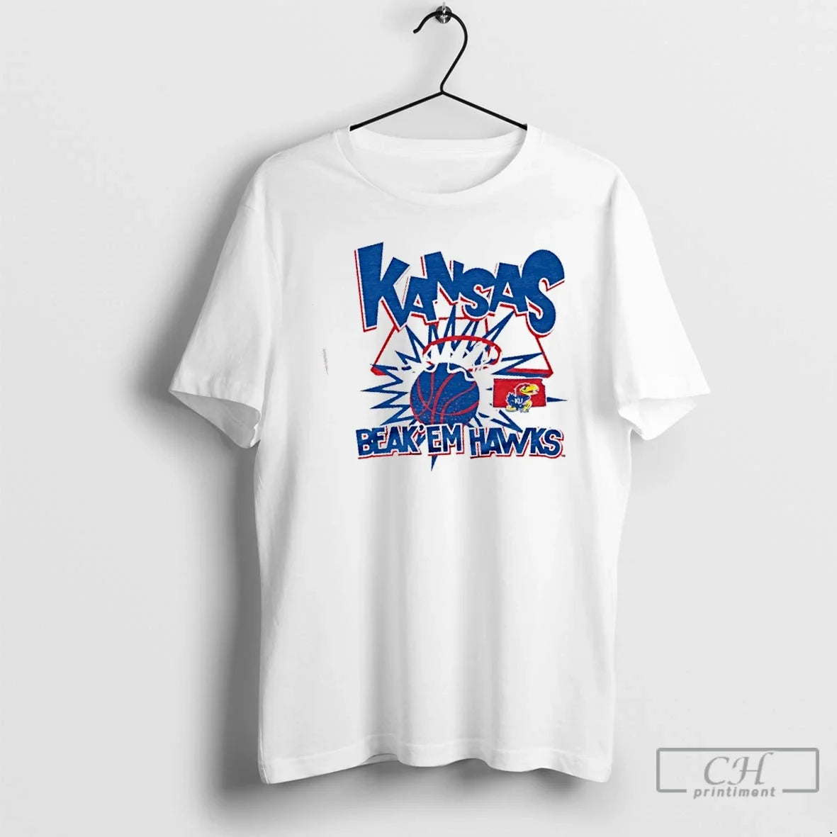 Classic Kansas Jayhawks Beak Em Hawks Slam - Adult & Kids T-Shirts, Sweatshirts & Hoodies apparel design preview 1