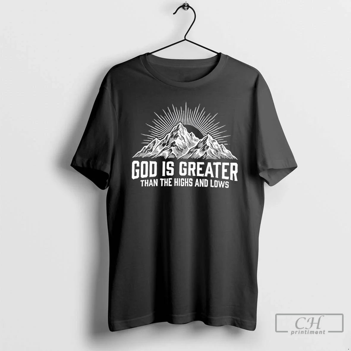 Classic Mountain God Is Greater Than The Highs And - Adult & Kids T-Shirts, Sweatshirts & Hoodies apparel design preview 1