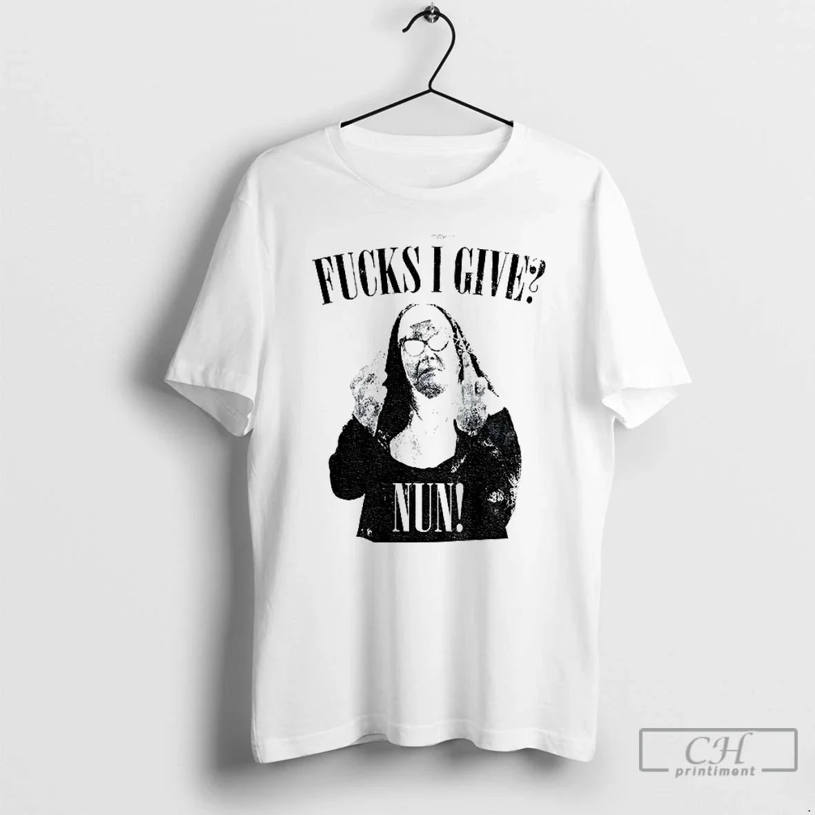 Classic Nun Middle Finger Fucks I Give - Adult & Kids T-Shirts, Sweatshirts & Hoodies apparel design preview 1