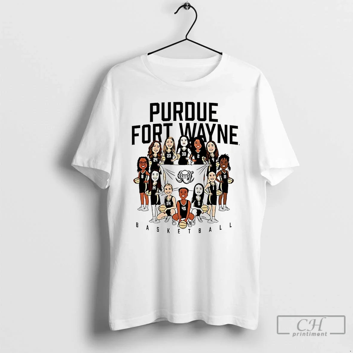 Classic Pfw Womens Basketball Ncaa Team Caricature 25 - Adult & Kids T-Shirts, Sweatshirts & Hoodies apparel design preview 1