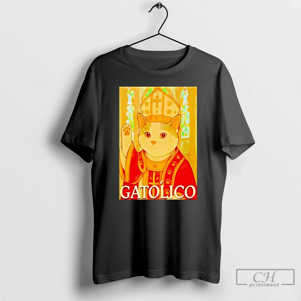 Classic Pope Cat Gatolico - Adult & Kids T-Shirts, Sweatshirts & Hoodies apparel design preview 1