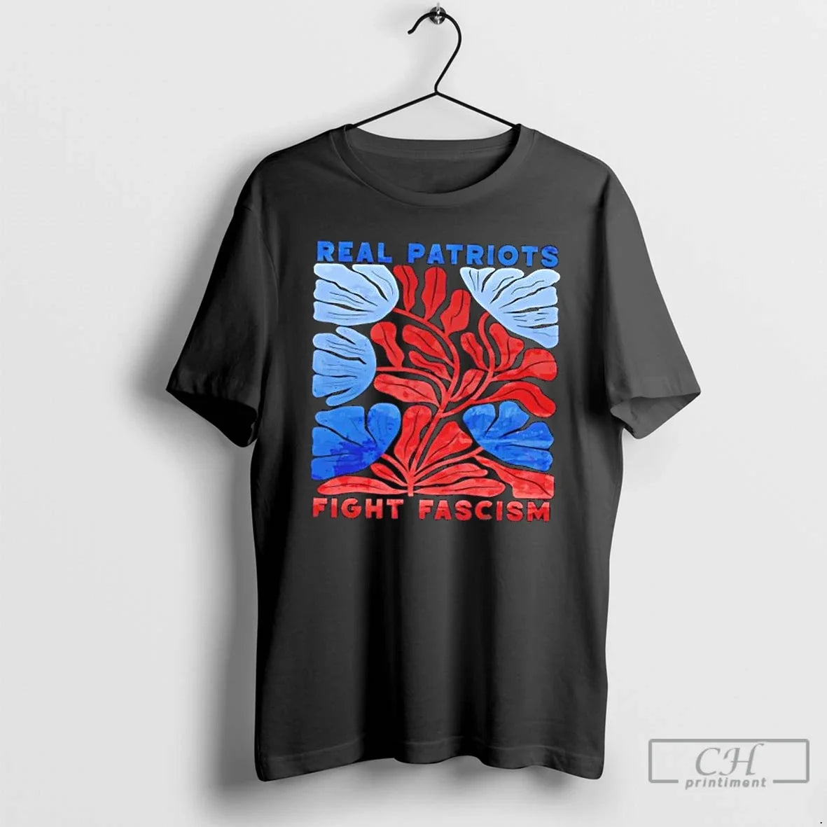Classic Real Patriots Fight Fascism Floral - Adult & Kids T-Shirts, Sweatshirts & Hoodies apparel design preview 1