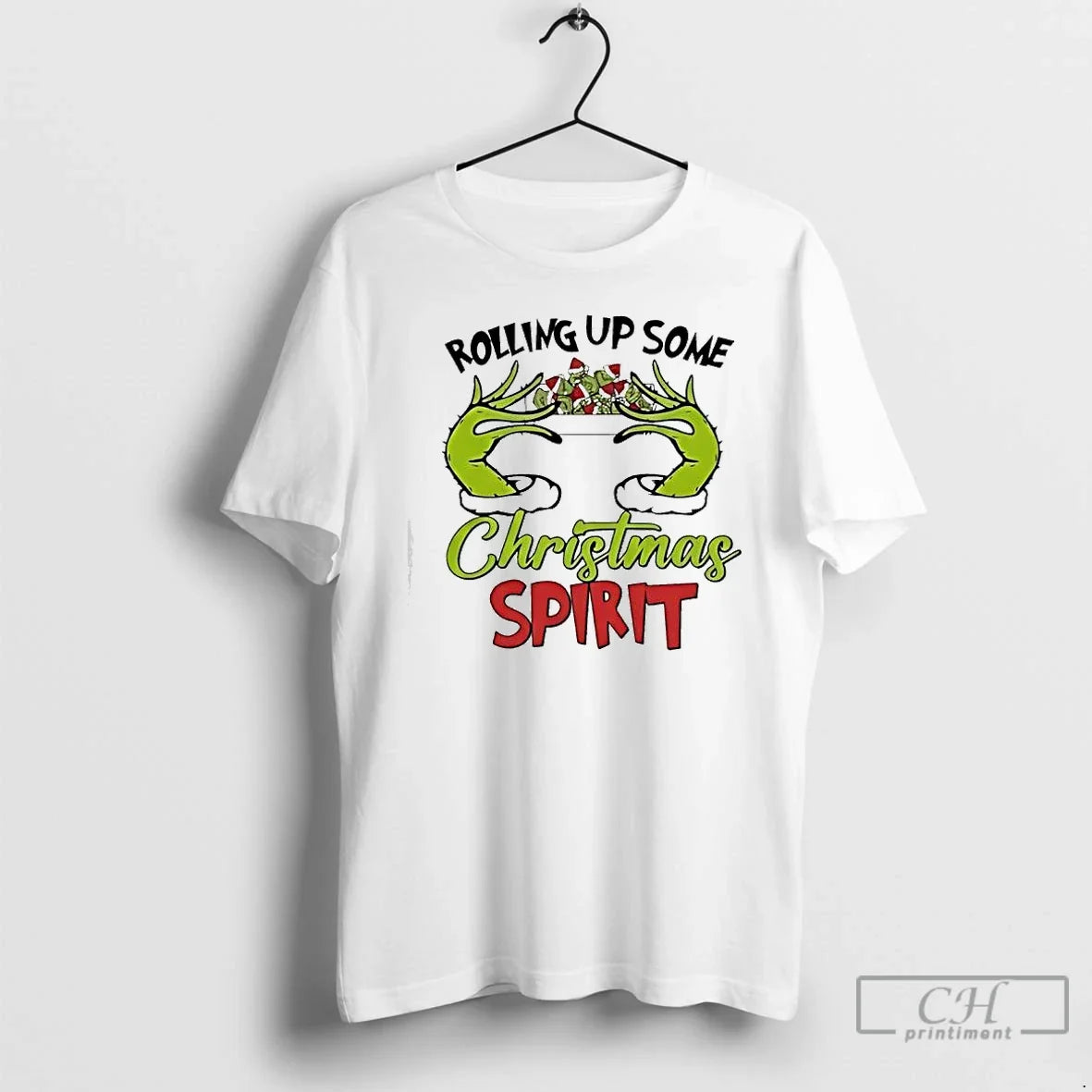Classic Rolling Up Some Christmas Spirit Grinch Dish - Adult & Kids T-Shirts, Sweatshirts & Hoodies apparel design preview 1