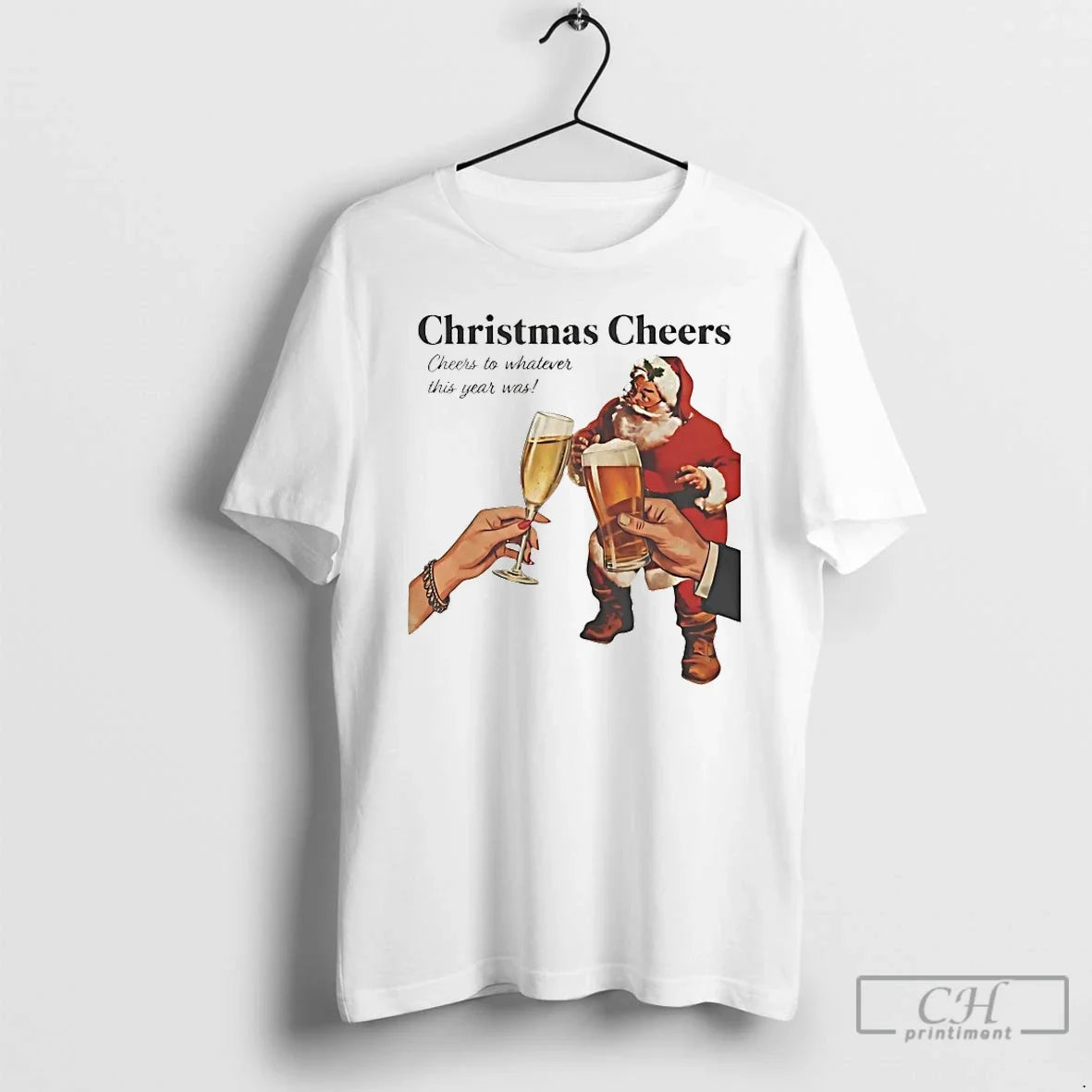Classic Santa Christmas Cheers To Whatever This Year - Adult & Kids T-Shirts, Sweatshirts & Hoodies apparel design preview 1