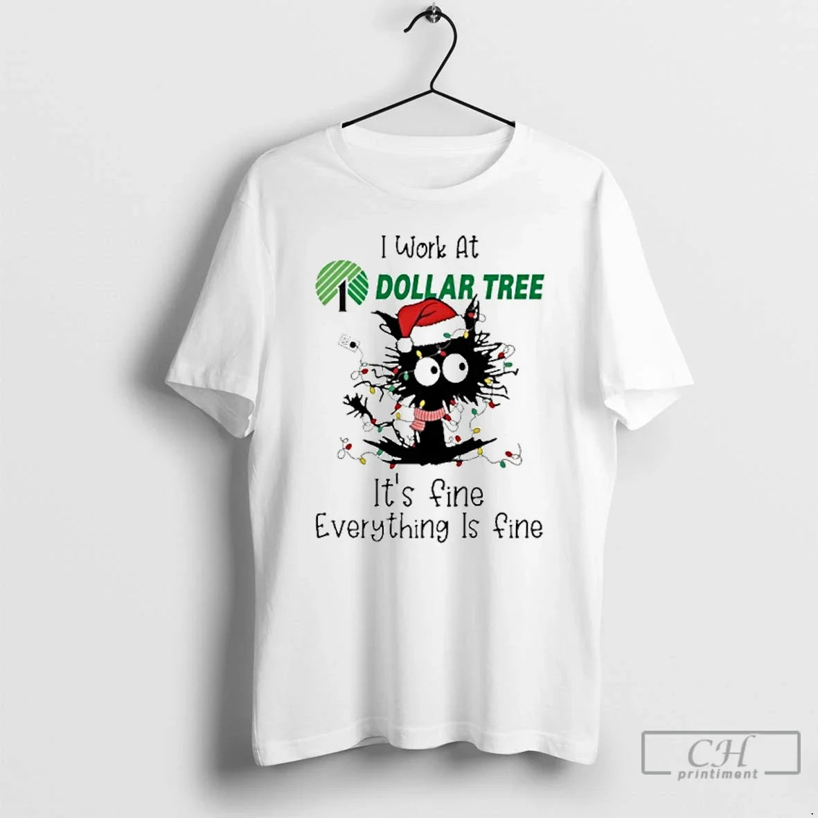 Classic Santa Light Cat I Work At Dollar Tree Its - Adult & Kids T-Shirts, Sweatshirts & Hoodies apparel design preview 1