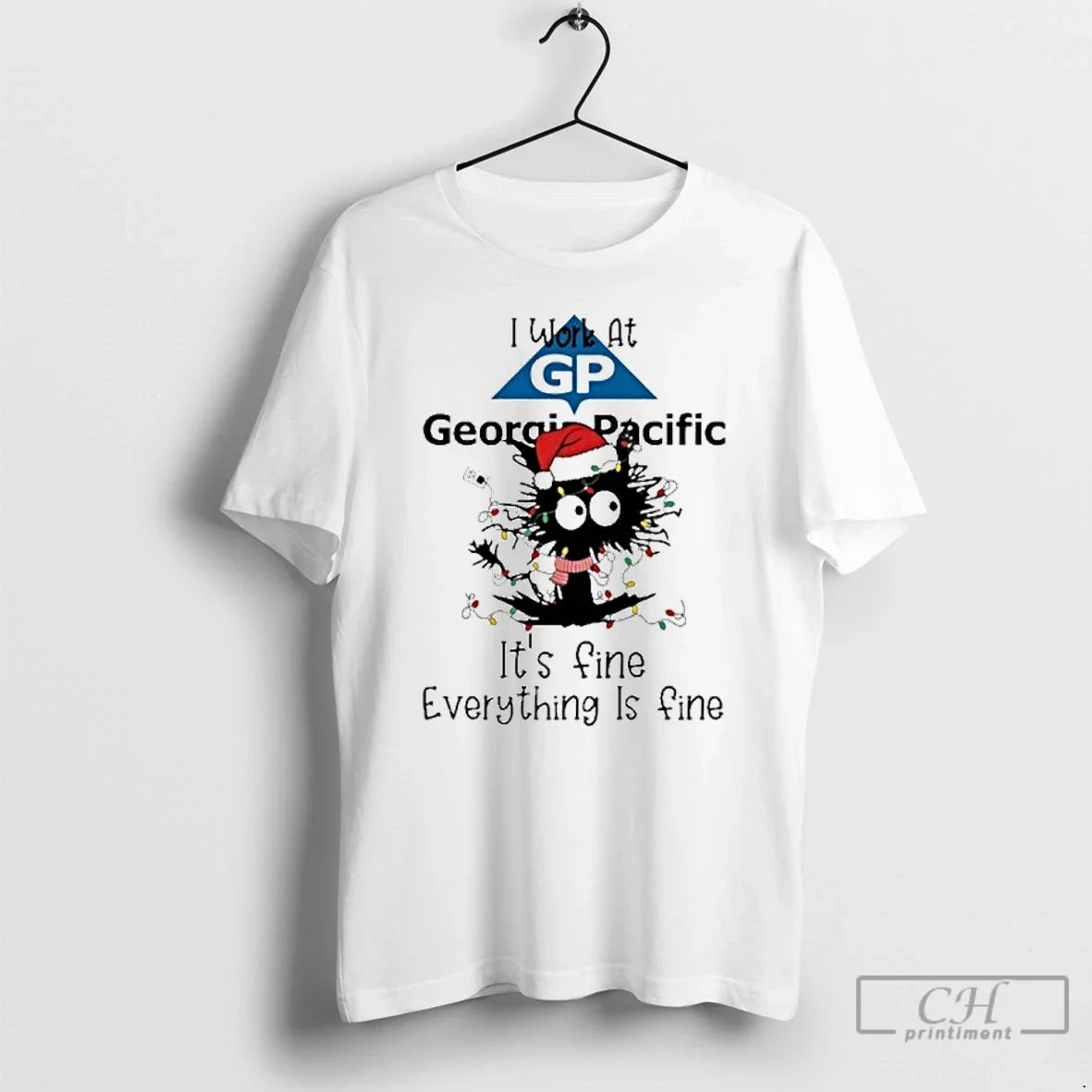Classic Santa Light Cat I Work At Georgia Pacific Its - Adult & Kids T-Shirts, Sweatshirts & Hoodies apparel design preview 1