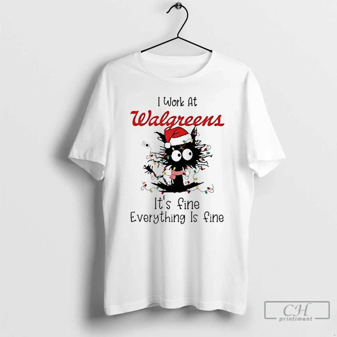 Classic Santa Light Cat I Work At Walgreens Its Fine - Adult & Kids T-Shirts, Sweatshirts & Hoodies apparel design preview 1