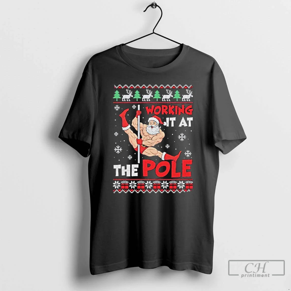 Classic Santa Working It At The Pole Dancing Ugly - Adult & Kids T-Shirts, Sweatshirts & Hoodies apparel design preview 1