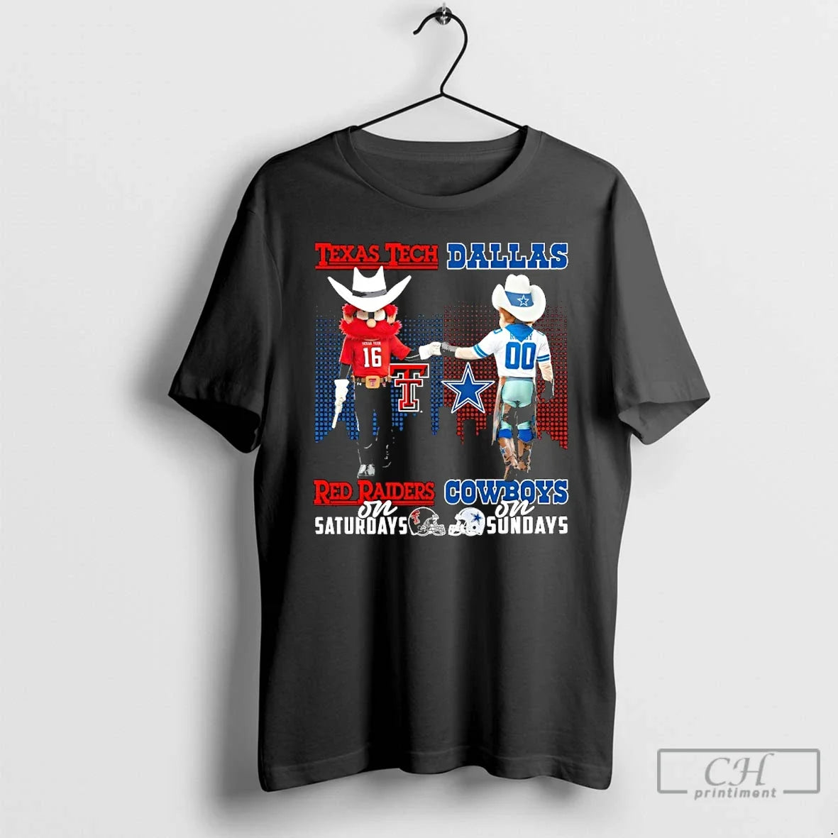 Classic Texas Tech Red Raiders On Saturdays X Dallas - Adult & Kids T-Shirts, Sweatshirts & Hoodies apparel design preview 1