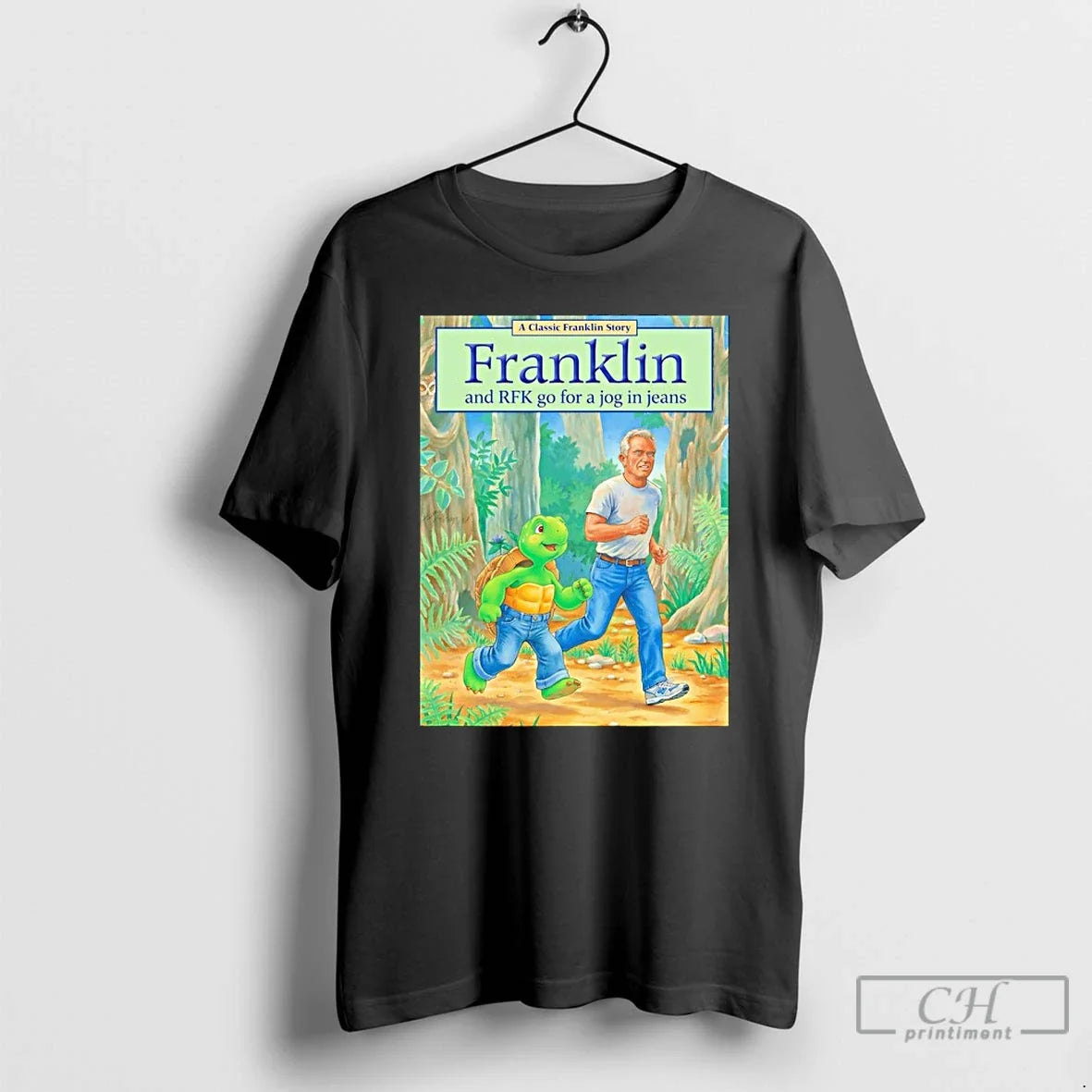 Classic Turtle Franklin And Rfk Go For A Jog In Jeans - Adult & Kids T-Shirts, Sweatshirts & Hoodies apparel design preview 1