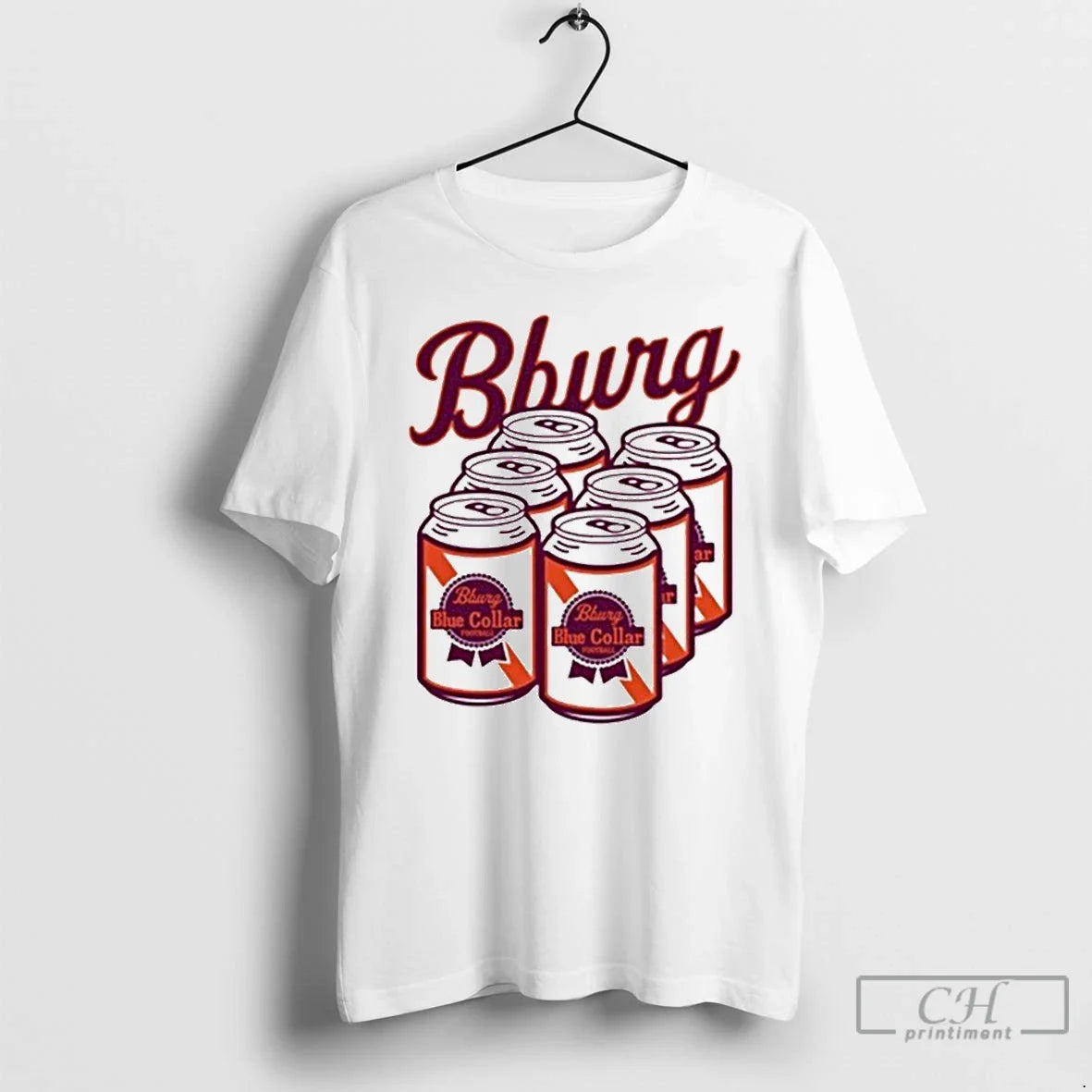Classic Virginia Tech Hokies Blue Collar Bburg 6 Cans - Adult & Kids T-Shirts, Sweatshirts & Hoodies apparel design preview 1