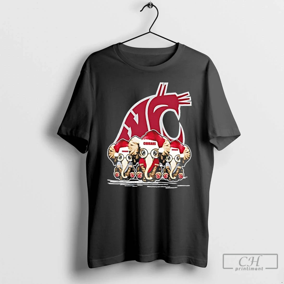 Classic Washington State Cougars X Elephants Santa - Adult & Kids T-Shirts, Sweatshirts & Hoodies apparel design preview 1