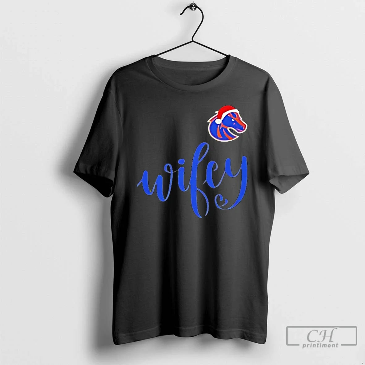 Classic Wifey Boise State Broncos Santa Hat Merry - Adult & Kids T-Shirts, Sweatshirts & Hoodies apparel design preview 1