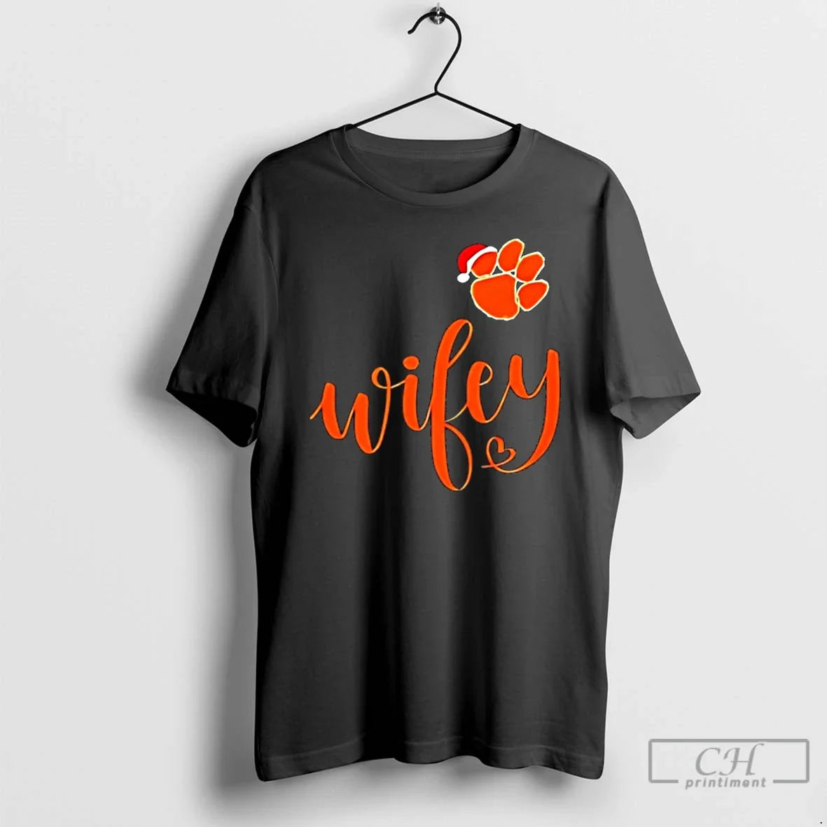 Classic Wifey Clemson Tigers Santa Hat Merry - Adult & Kids T-Shirts, Sweatshirts & Hoodies apparel design preview 1
