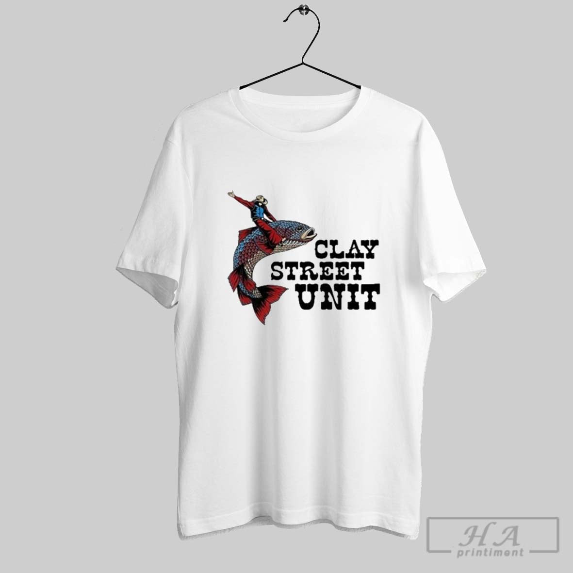 Clay Street Unit Driving Fish - Adult & Kids T-Shirts, Sweatshirts & Hoodies apparel design preview 1