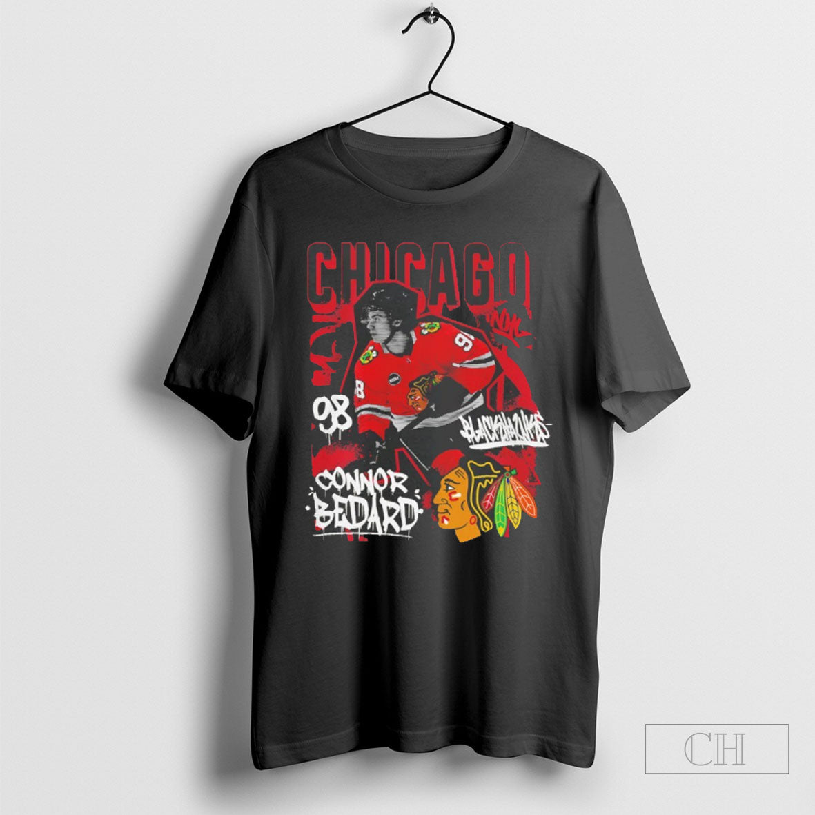 Connor Bedard Chicago Blackhawks Nhl Photo Graphic - Adult & Kids T-Shirts, Sweatshirts & Hoodies apparel design preview 1