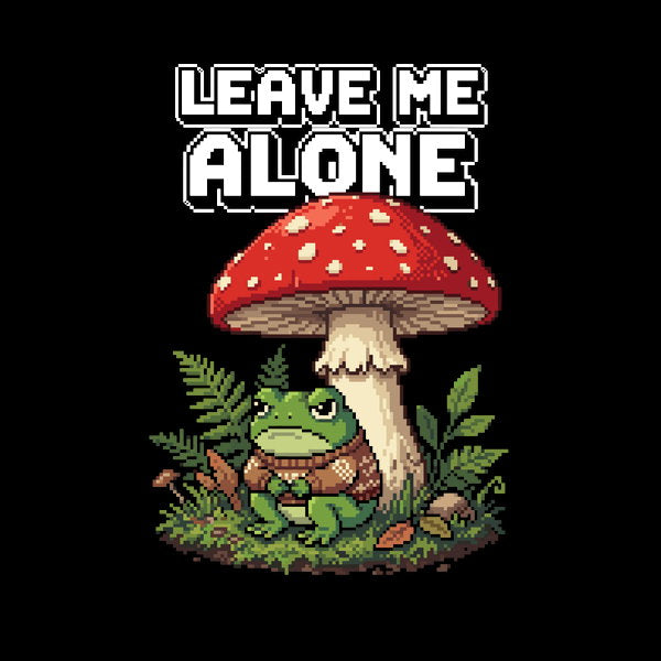 Cozy Grumpy Frog Under Mushroom - Adult & Kids T-Shirts, Sweatshirts & Hoodies apparel design preview 1
