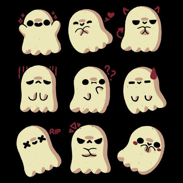 Cute Ghost Emotions - Adult & Kids T-Shirts, Sweatshirts & Hoodies apparel design preview 1