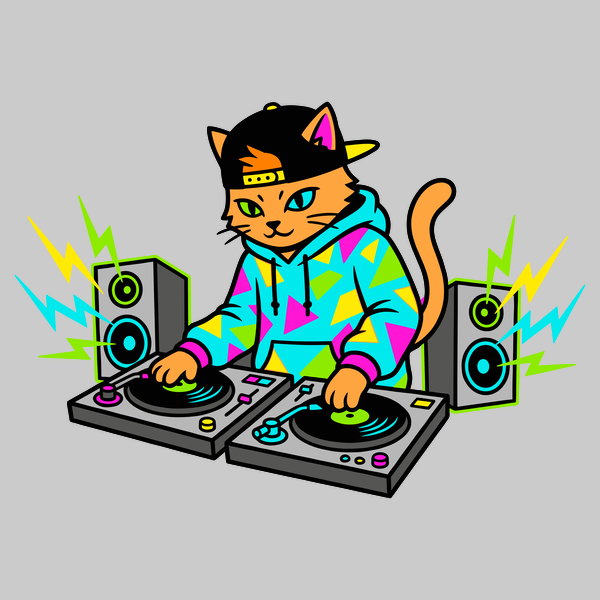 Dj Meow - Adult & Kids T-Shirts, Sweatshirts & Hoodies apparel design preview 1