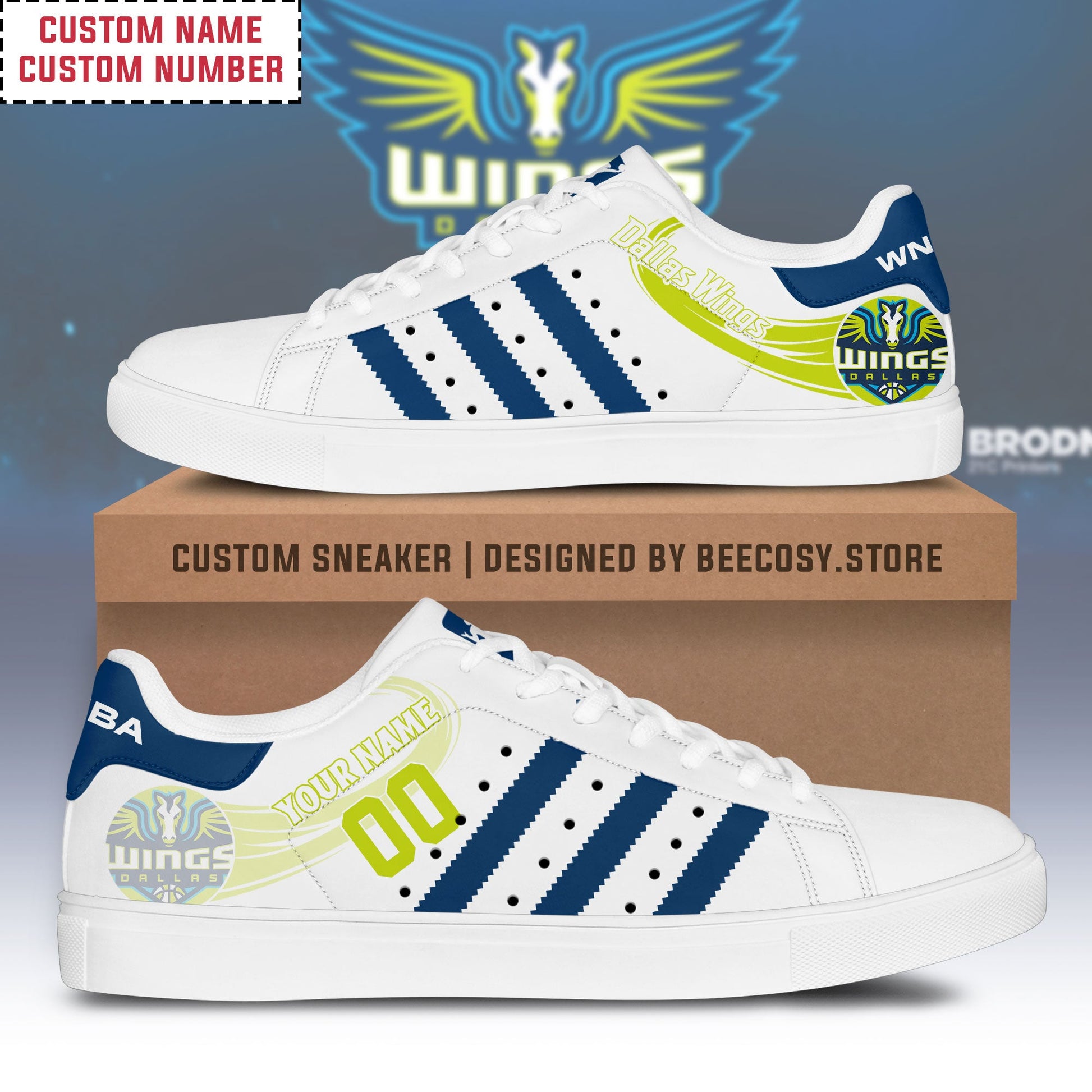 NBA Dallas Wings Personalized Stan Smith Low top - Adult & Kids T-Shirts, Sweatshirts & Hoodies apparel design preview 1