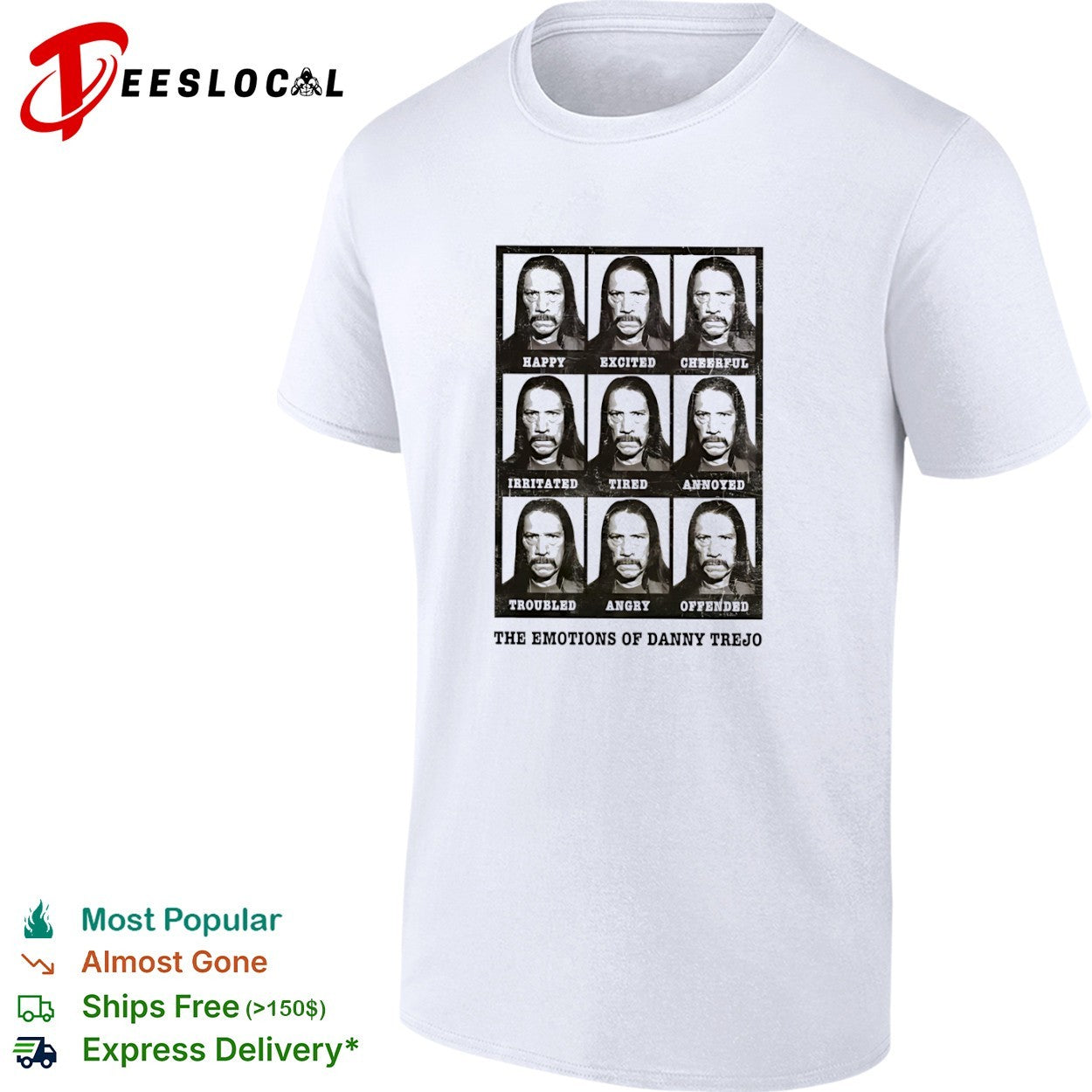 Danny Trejo The emotions grid face photo - Adult & Kids T-Shirts, Sweatshirts & Hoodies apparel design preview 1