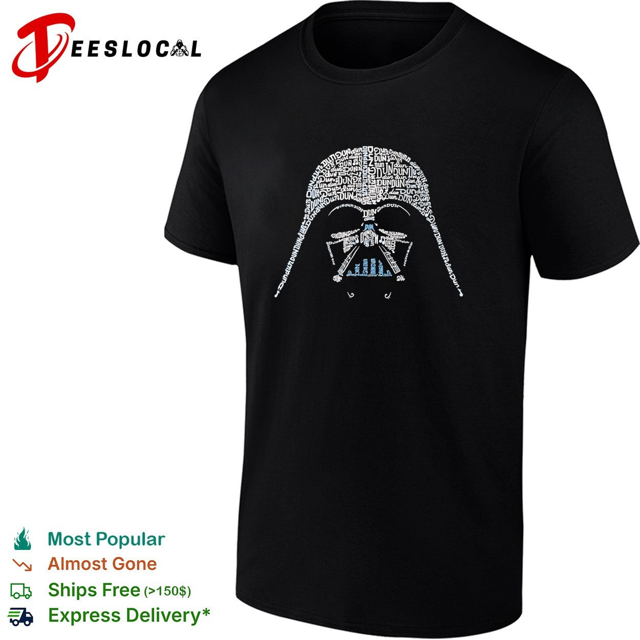 Darth Vader helmet dun typography - Adult & Kids T-Shirts, Sweatshirts & Hoodies apparel design preview 1