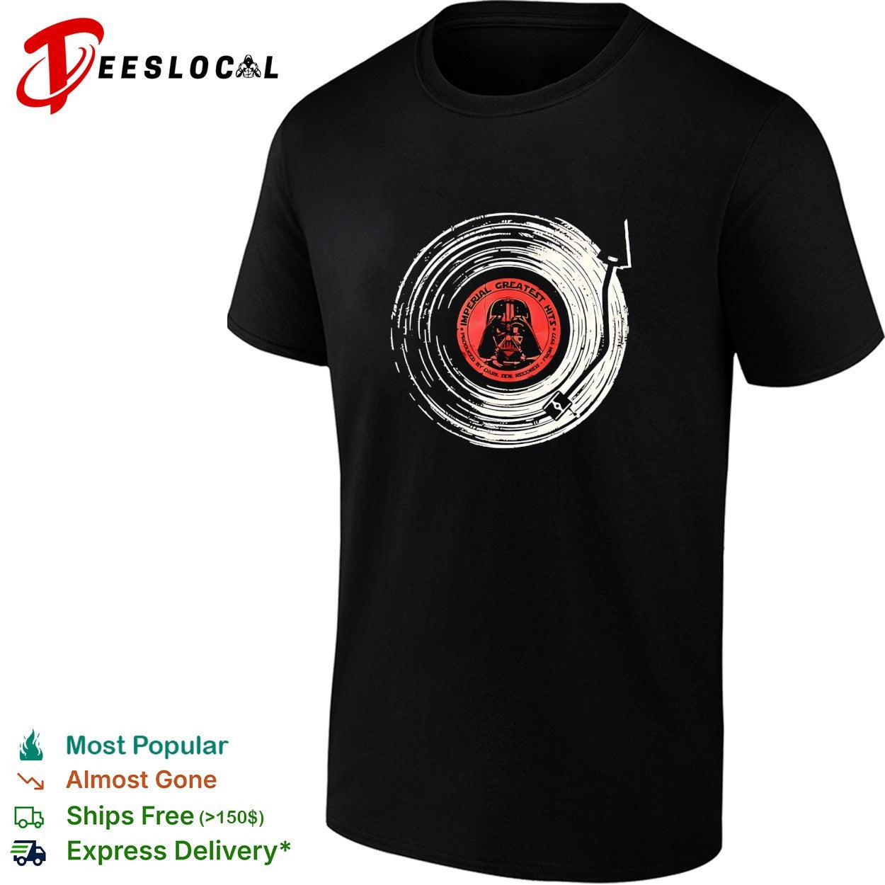 Darth Vader imperial greatest hits vinyl record - Adult & Kids T-Shirts, Sweatshirts & Hoodies apparel design preview 1