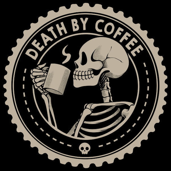 Death By Coffee Funny Skeleton - Adult & Kids T-Shirts, Sweatshirts & Hoodies apparel design preview 1