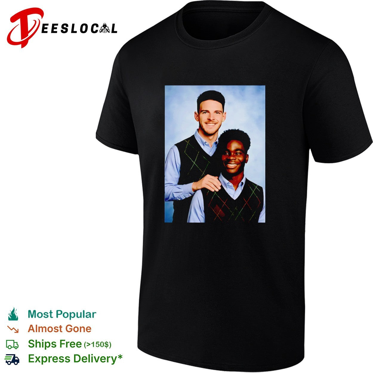 Declan Rice and Bukayo Saka Arsenal FC Premier League - Adult & Kids T-Shirts, Sweatshirts & Hoodies apparel design preview 1