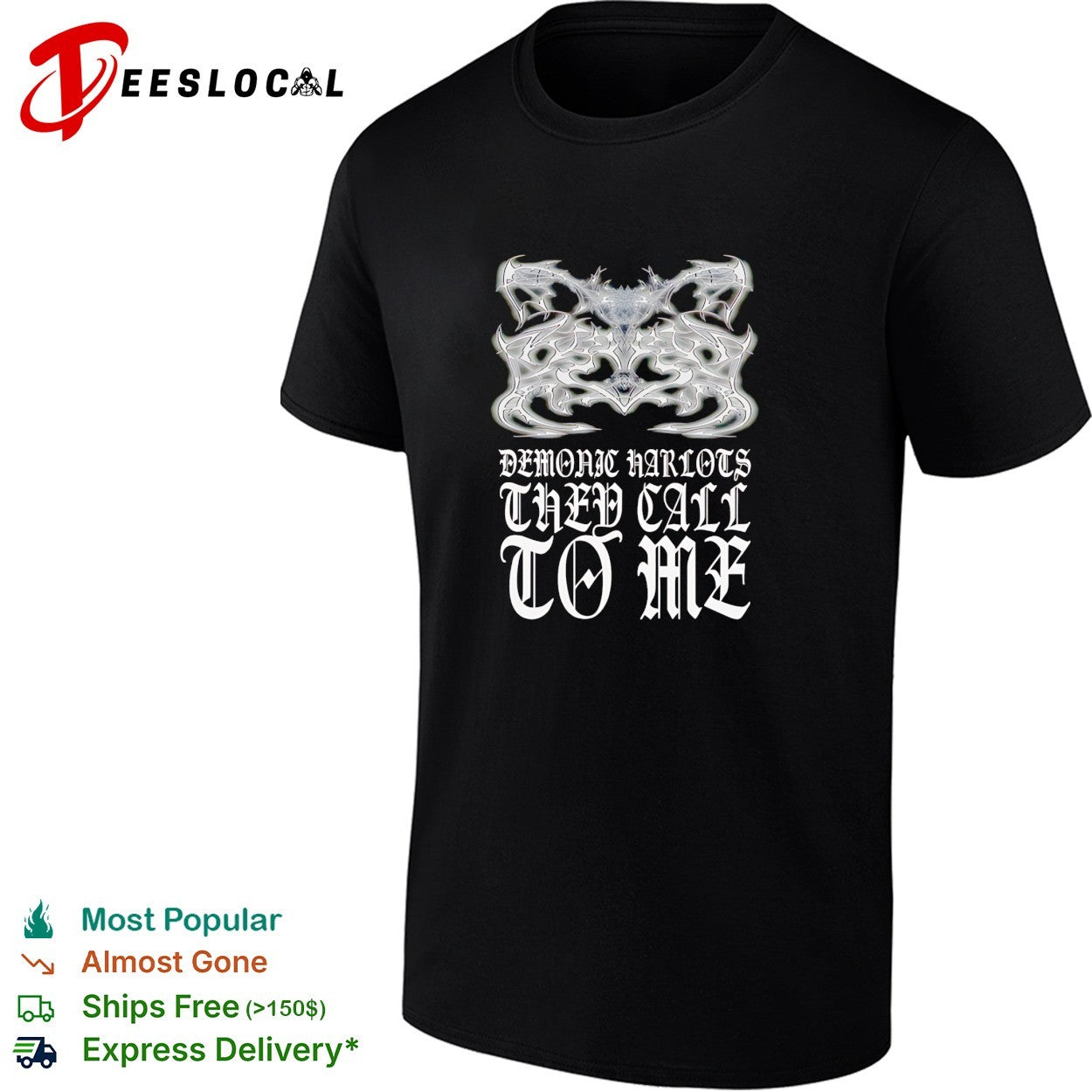 Demonic harlots they call to me gothic bat wing - Adult & Kids T-Shirts, Sweatshirts & Hoodies apparel design preview 1