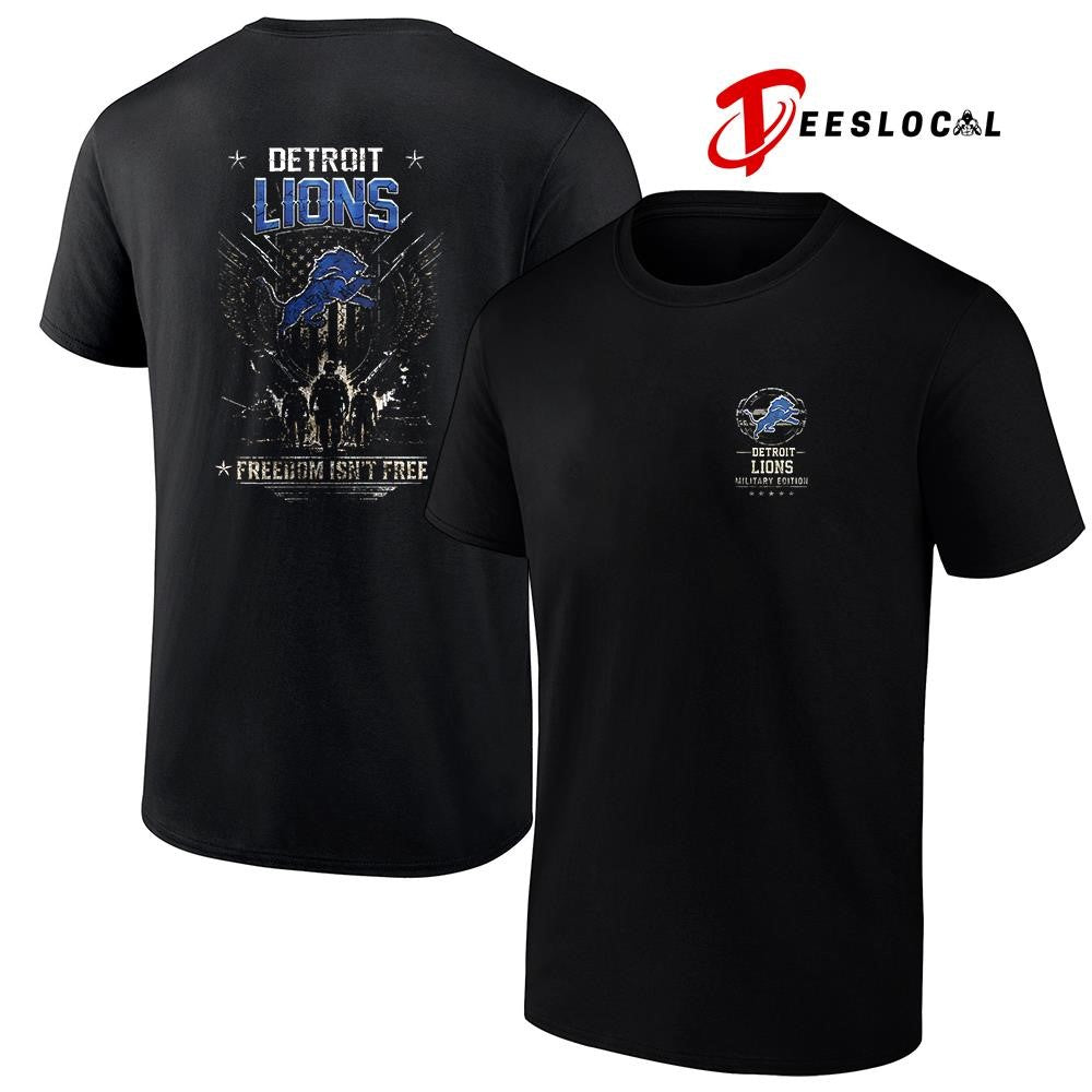 Detroit Lions freedom isn't free team military - Adult & Kids T-Shirts, Sweatshirts & Hoodies apparel design preview 1