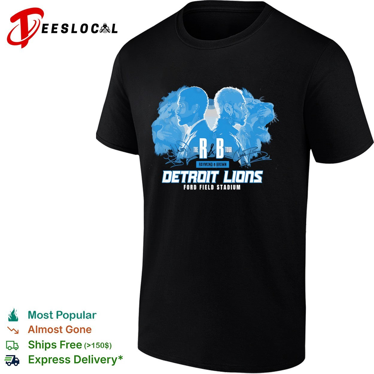 Detroit Lions the R B tour Raymond Brown Ford Field - Adult & Kids T-Shirts, Sweatshirts & Hoodies apparel design preview 1