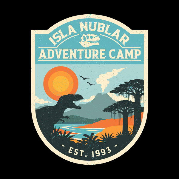 Dinosaur Island Adventure Camp - Adult & Kids T-Shirts, Sweatshirts & Hoodies apparel design preview 1