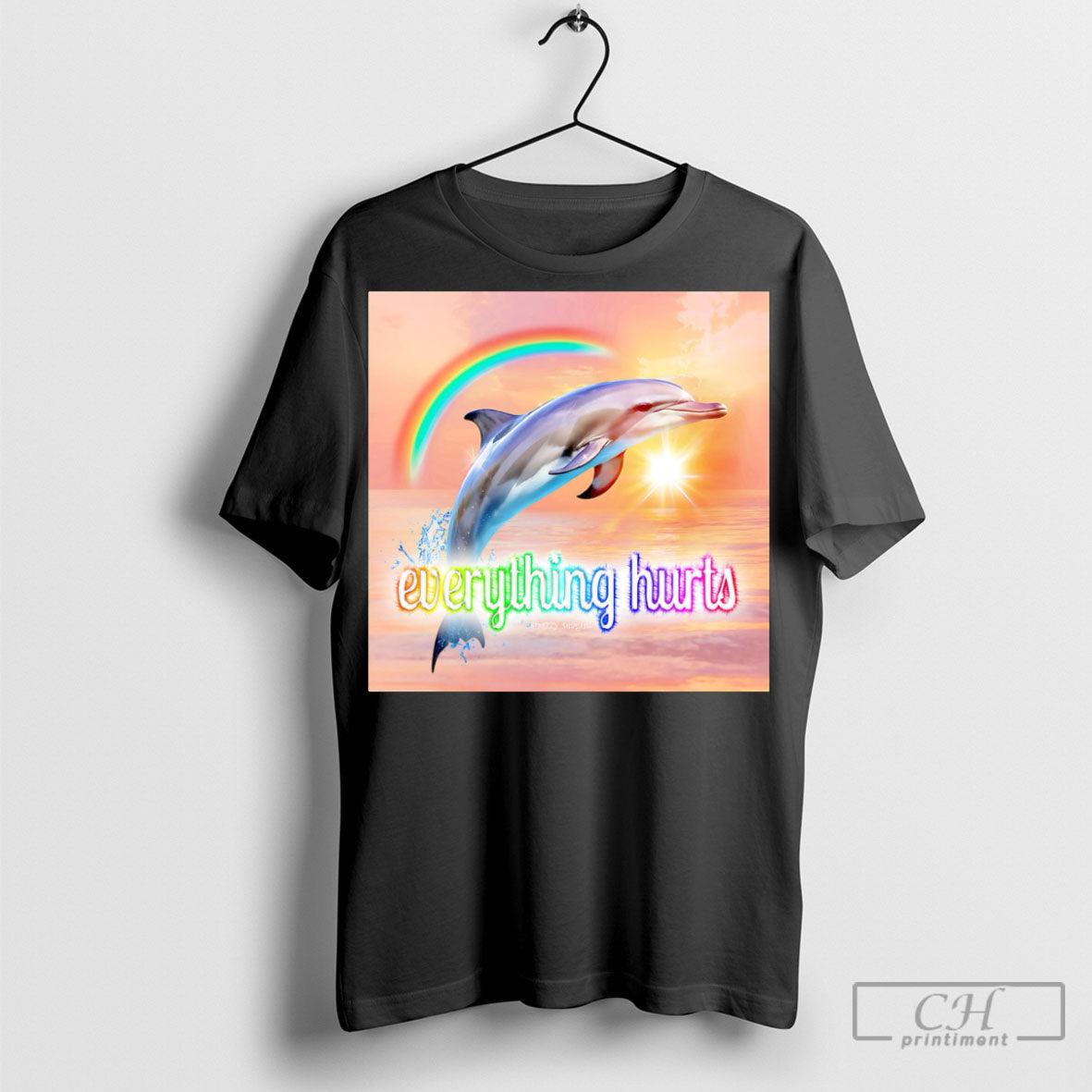 Dolphin Everything Hurts Sweater - Adult & Kids T-Shirts, Sweatshirts & Hoodies apparel design preview 1