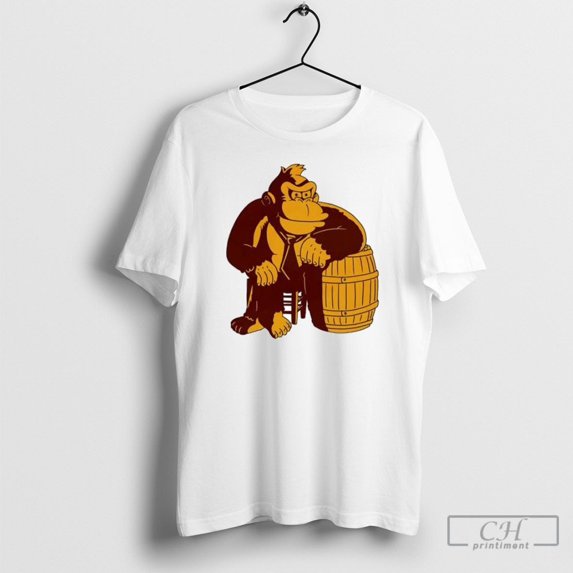 Donkey Kong Gorilla Sitting On A Barrel Video Game - Adult & Kids T-Shirts, Sweatshirts & Hoodies apparel design preview 1