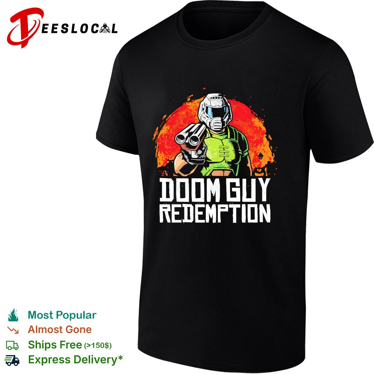 Doomguy in the style of Red Dead Redemption vintage - Adult & Kids T-Shirts, Sweatshirts & Hoodies apparel design preview 1