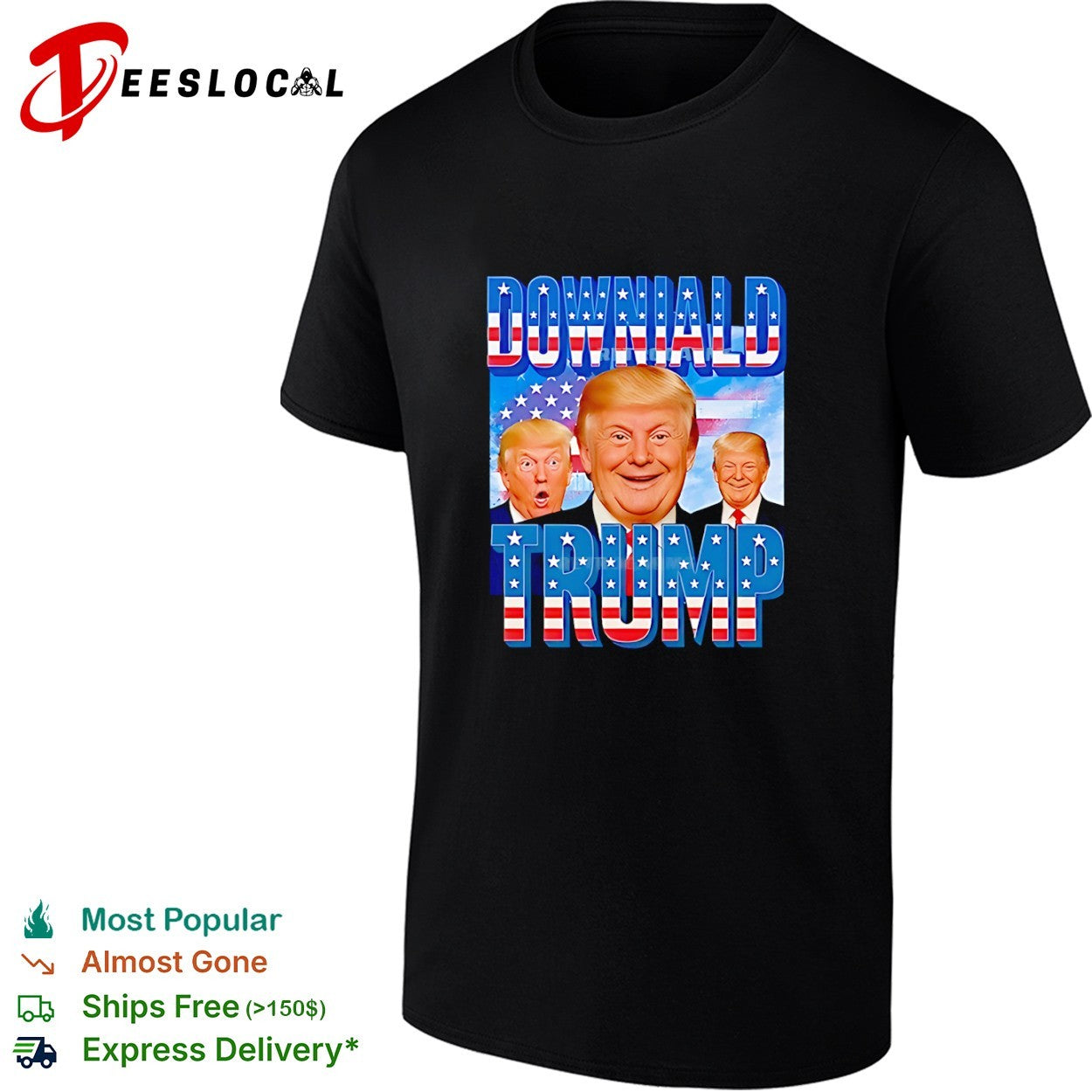 Downiald Trump Donald American Flag - Adult & Kids T-Shirts, Sweatshirts & Hoodies apparel design preview 1