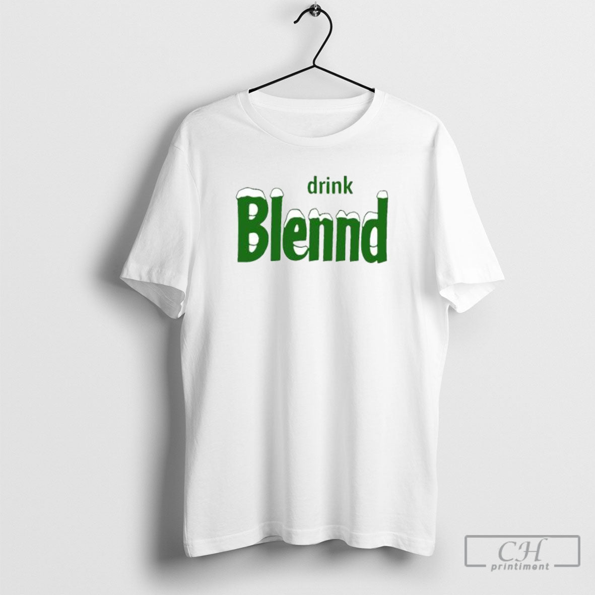 Drink Blendd Funny Snowman Green Text Winter Holiday - Adult & Kids T-Shirts, Sweatshirts & Hoodies apparel design preview 1