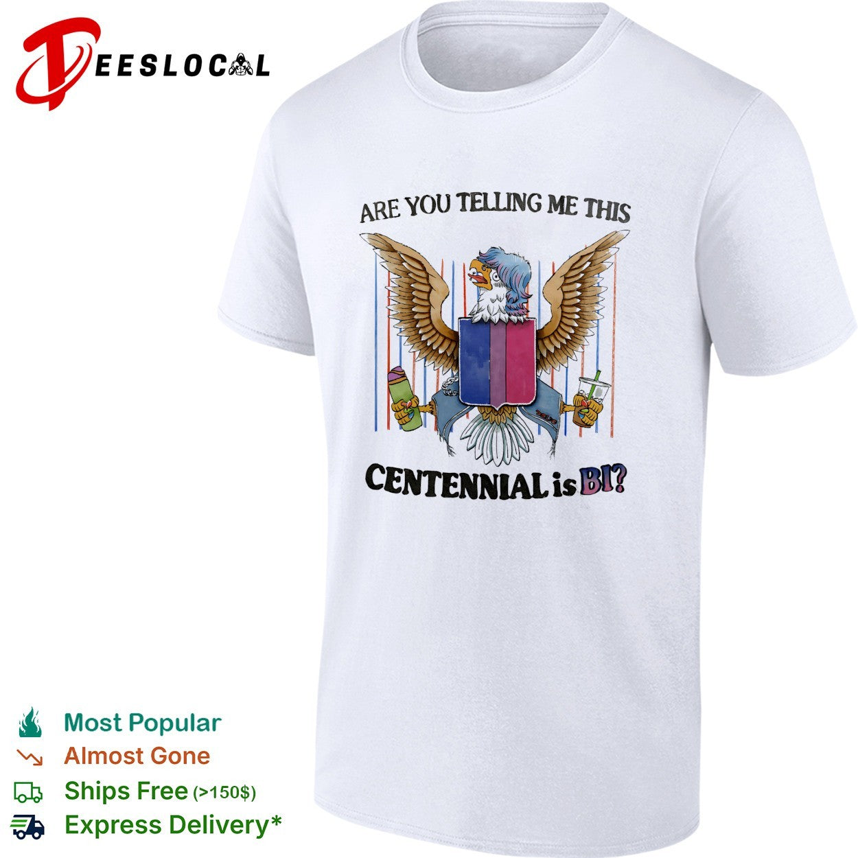 Eagle bisexual pride shield are you telling me this - Adult & Kids T-Shirts, Sweatshirts & Hoodies apparel design preview 1