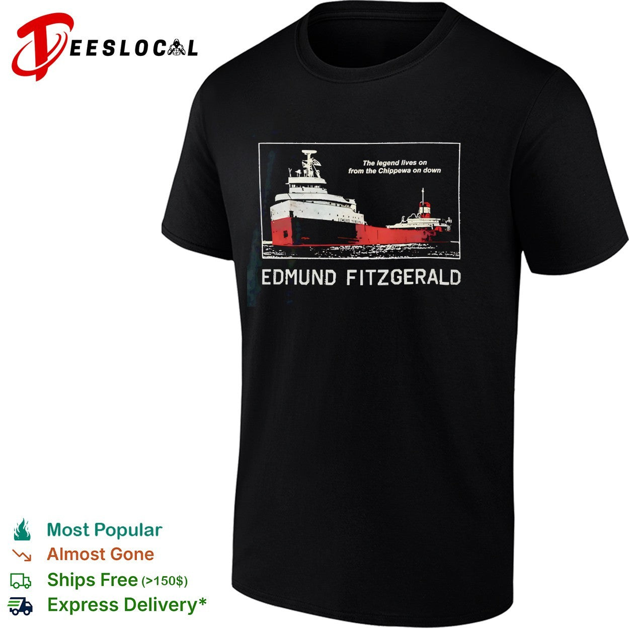 Edmund Fitzgerald the legend lives on Chippewa down - Adult & Kids T-Shirts, Sweatshirts & Hoodies apparel design preview 1