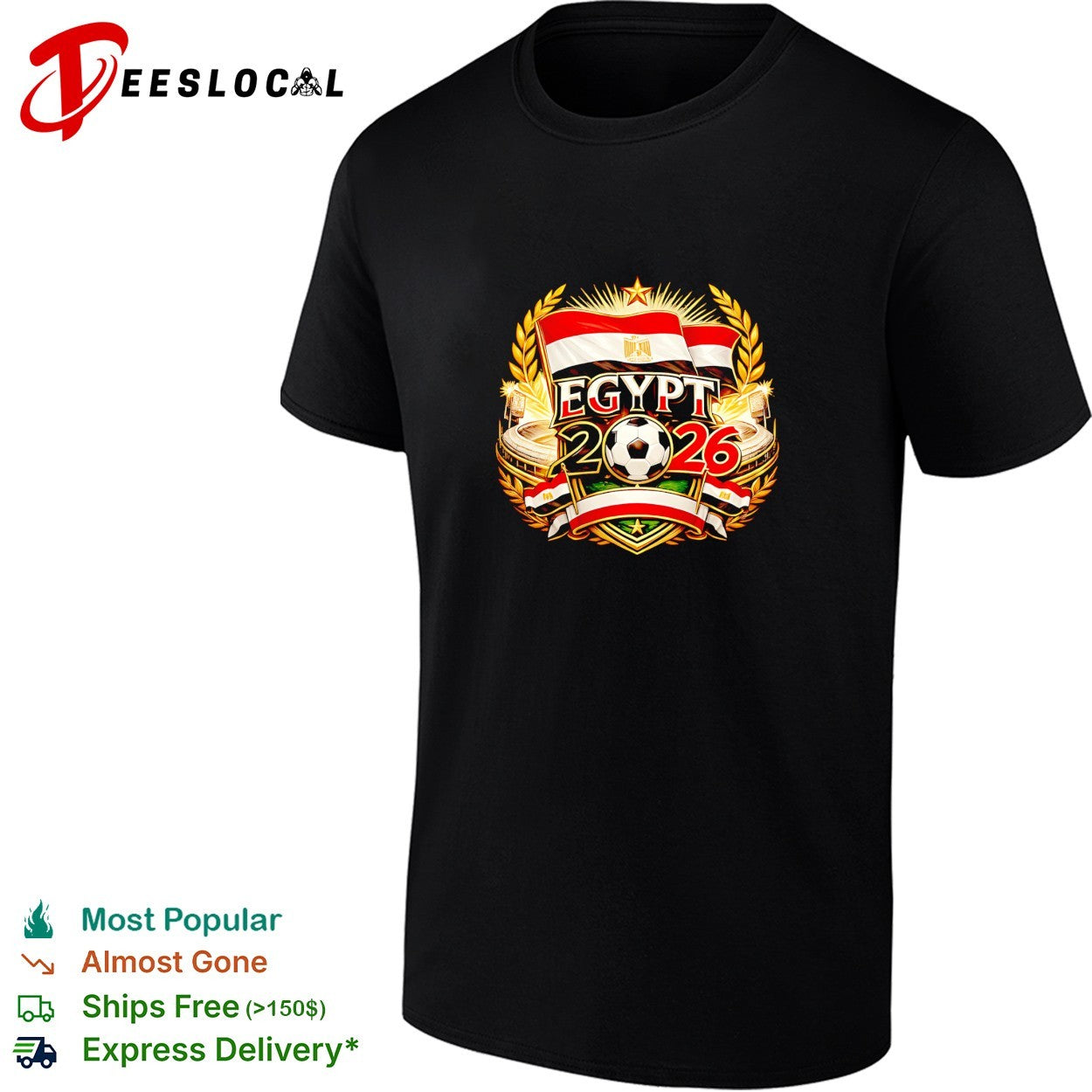 Egypt 2026 flag wreath stadium - Adult & Kids T-Shirts, Sweatshirts & Hoodies apparel design preview 1
