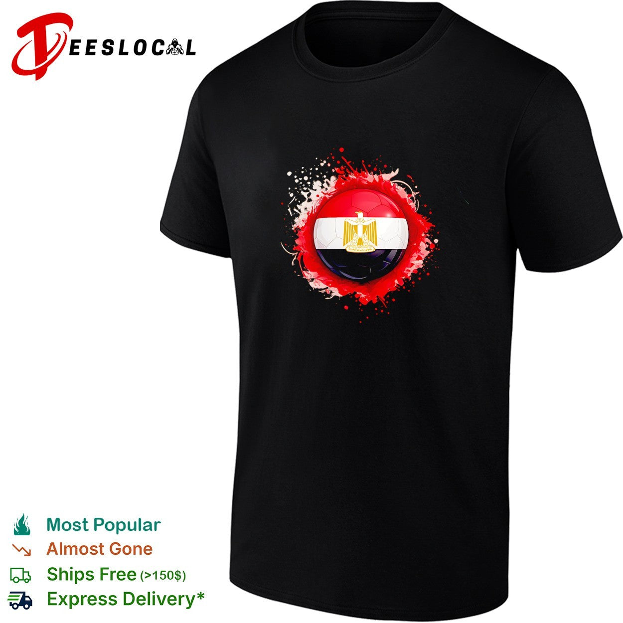 Egypt soccer ball flag splash - Adult & Kids T-Shirts, Sweatshirts & Hoodies apparel design preview 1