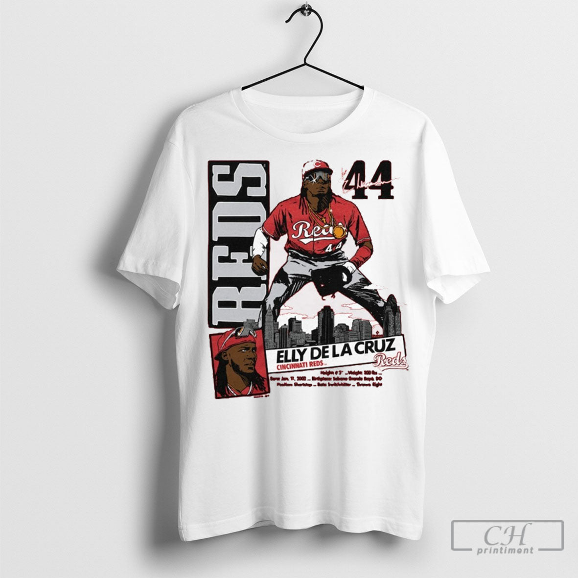 Elly De La Cruz Cincinnati Reds 2002 Sabana Grande - Adult & Kids T-Shirts, Sweatshirts & Hoodies apparel design preview 1