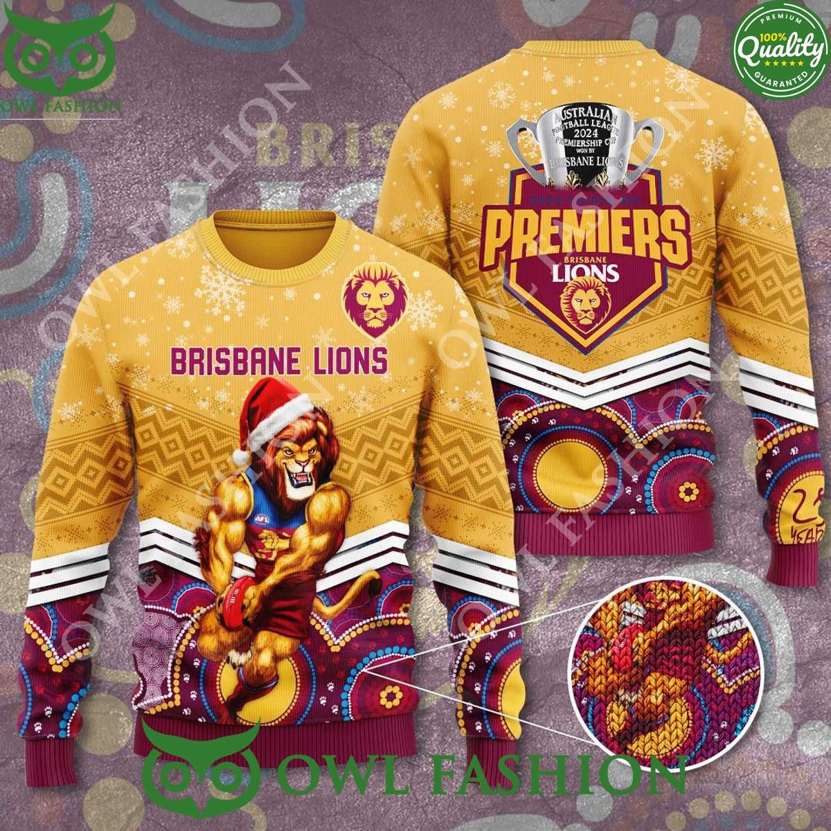 Brisbane Lions 2024 Toyota API Premiers 3D Ugly - Adult & Kids T-Shirts, Sweatshirts & Hoodies apparel design preview 1