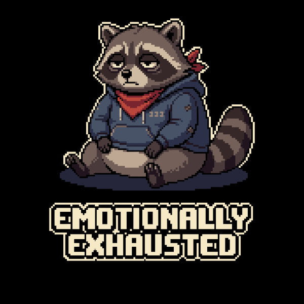 Emotionally Exhausted Raccoon - Adult & Kids T-Shirts, Sweatshirts & Hoodies apparel design preview 1