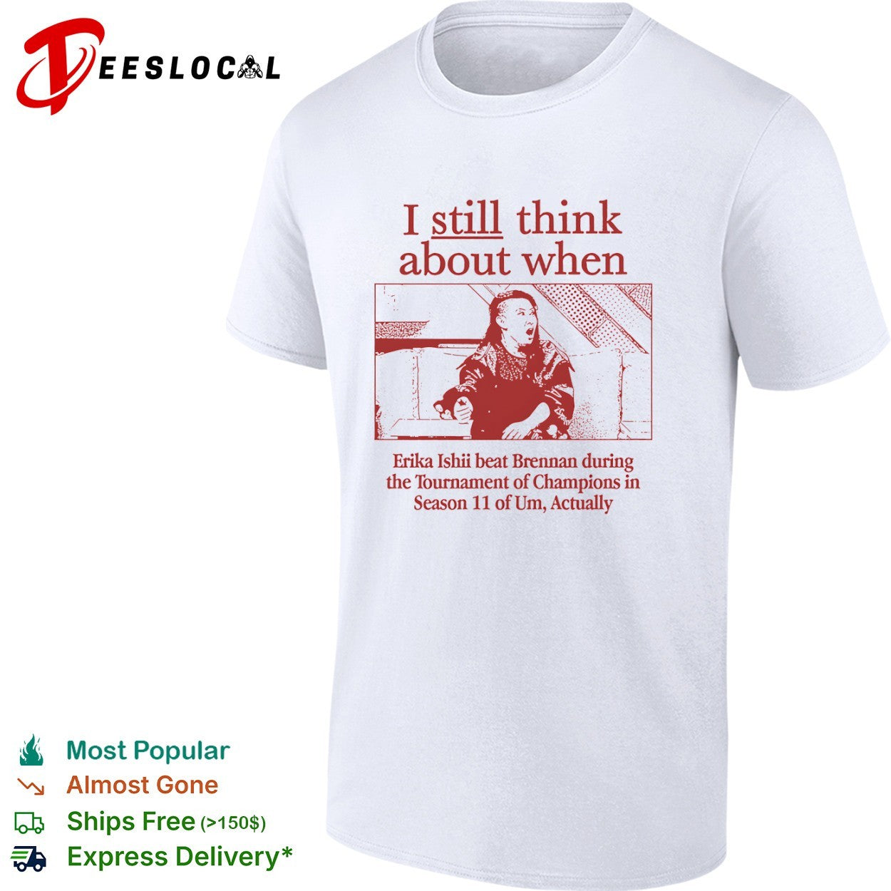 Erika Ishii Beats Brennan in Um Actually Tournament - Adult & Kids T-Shirts, Sweatshirts & Hoodies apparel design preview 1