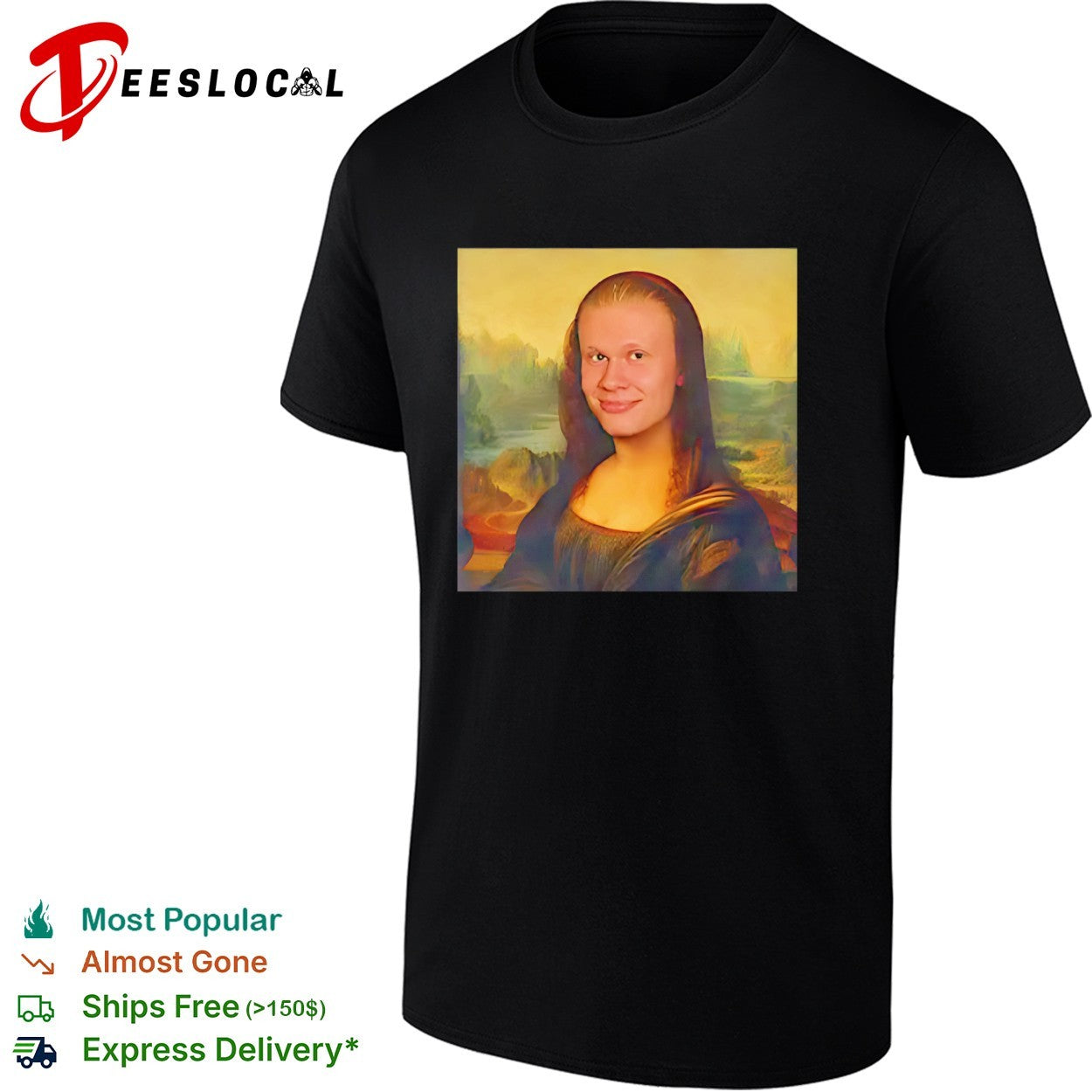 Erling Haaland x Mona Lisa meme - Adult & Kids T-Shirts, Sweatshirts & Hoodies apparel design preview 1