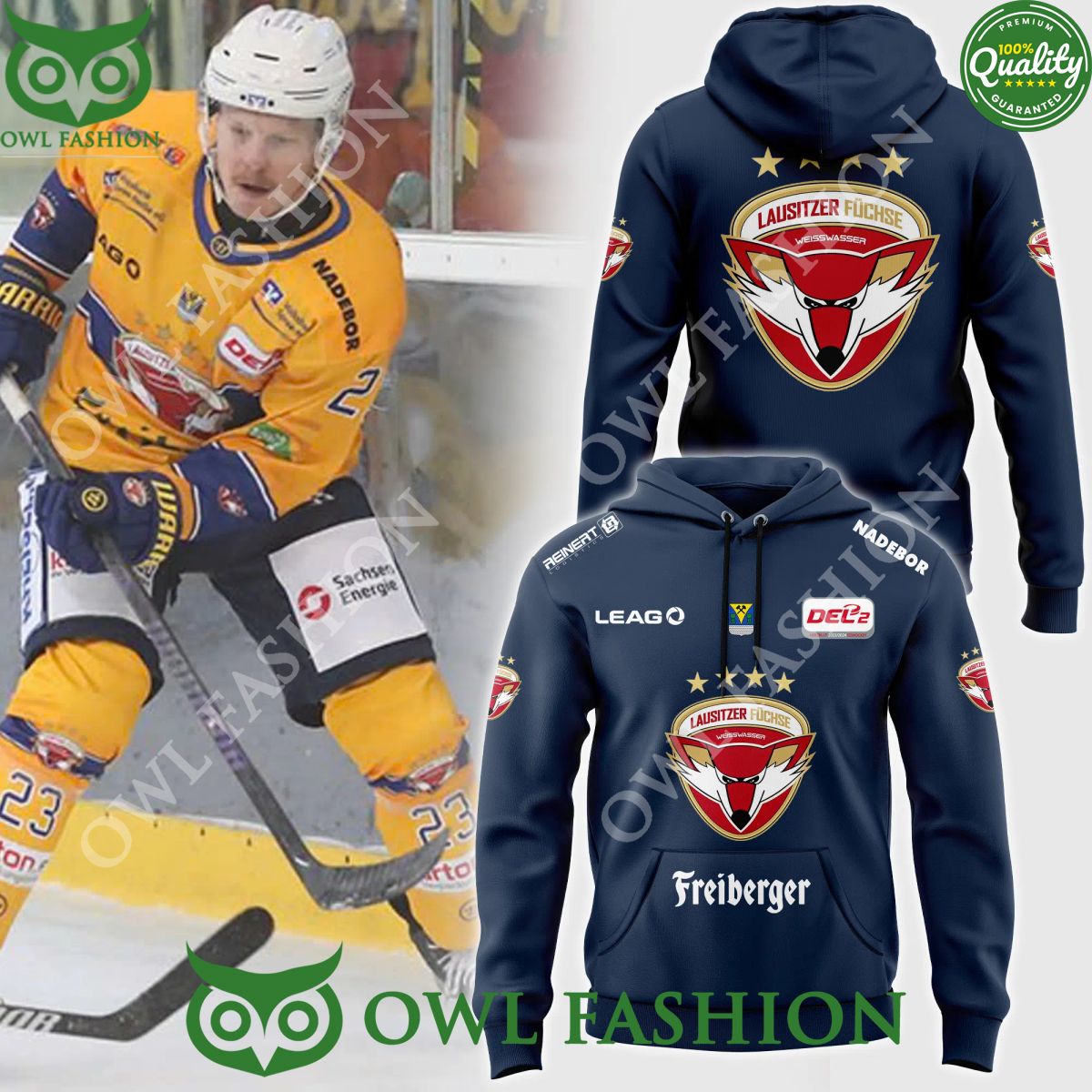 Lausitzer Füchse Ice hockey team Nadebor - Adult & Kids T-Shirts, Sweatshirts & Hoodies apparel design preview 1
