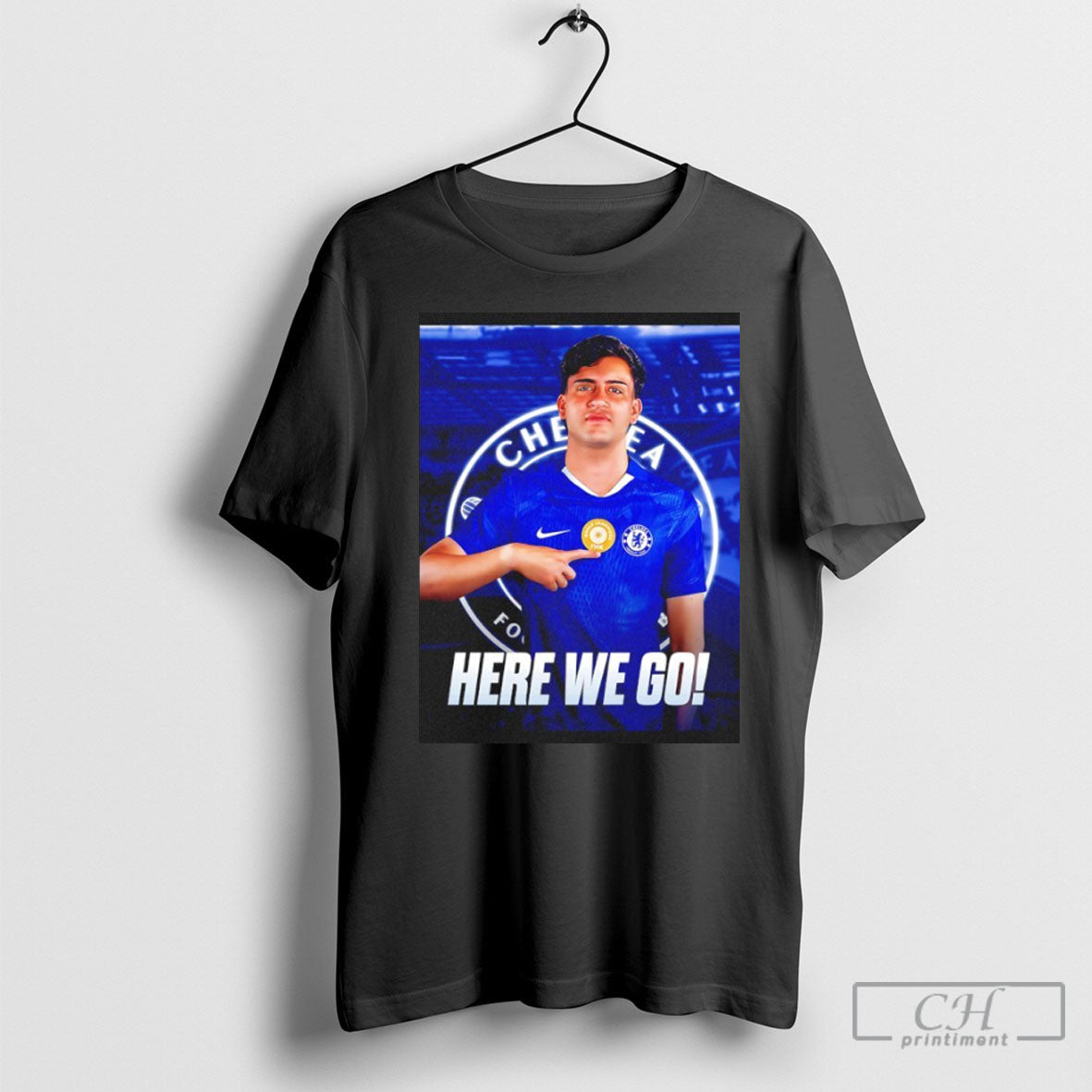 Facundo Buonanotte To Chelsea Here We Go - Adult & Kids T-Shirts, Sweatshirts & Hoodies apparel design preview 1